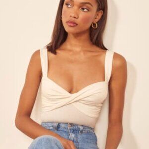 Reformation Ivory Cream Anine Crop Tank Top